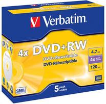 Blanks DVD+RW SERL Verbatim 4.7GB 4x 5 Pack Jewel