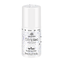 STRIPLAC TOP COAT BLACK GLITTER blizgus viršutinis sluoksnis su tamsiais blizgučiais