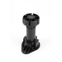 Virtuvinė kojelė apvali H-100-130mm, Ø60mm, plastikinė, reguliuojama, juoda
