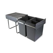 Rūšiavimo šiukšliadėžių komplektas 2x20 l, ištraukiamos, apatinio tvirtinimo, pilkos spalvos