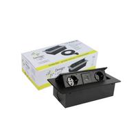 Rozečių blokas baldams KOMBI BOX, 2x Schuko, 1xUSB, 1x USB-C, su 3m ilgio laidu, juodas