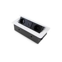 Rozečių blokas baldams Atom  2x Schuko lizdai 1x USBA, 1x USB-C 1.5m, baltas