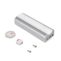 LED šviestuvas vidiniams stalčiams, įkraunamas USB, su vibracijos jutikliu, 1W, plastikas, sidabrini