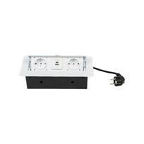 Rozečių blokas, 2 rozetės, 2 USB (A+C 10W), 1,8m laidas, baltas