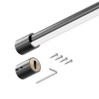 Rūbų kartelė/vamzdis Smart su ertme LED juostai, Ø25x2000mm,  juoda su laikikliais