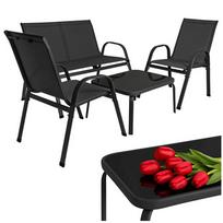 „Gardlov“ sodo baldų komplektas, sofa, 2 foteliai, balkono staliukas, 4 sėdimos vietos , juoda