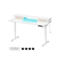 Stalas-stovimas, aukščio reguliuojamas elektrinis stalas, 140x60x72-120 cm, baltas