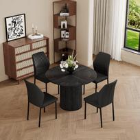 Valgomasis stalas ir kėdės, 100 cm, MDF, juoda, 5 vnt
