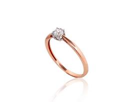 Auksinis žiedas su deimantais Diamond Sky "Solitaire IV" iš raudono, 585 prabos aukso