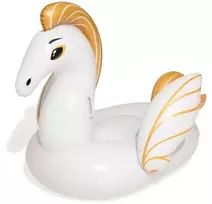 Bestway Pripučiamas plaukiojimo plaustas PEGASUS, 62.5" x 43"/1.59m x 1.09m, baltos/auksinės spalvos