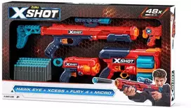 XShot Excel Combo Hawk + xcess + Fury 4 + mikro paleidimo rinkinys