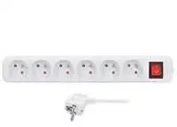 Solight prailgintuvas 5m, 6 lizdai, jungiklis, 16A/3680W, PVC, baltas