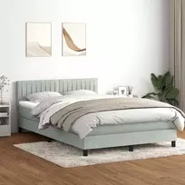 Lova su spyruokliniu/čiužiniu/LED, šviesiai pilka, 160x210 cm, aksomas