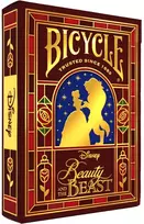 Kortų Žaidimas - Disney Beauty and the Beast Bicycle Žaidimų Kortos Su Ikoniškais Personažais, Aukso Folijos Dėžutė, Oro Pagalvės Apdaila