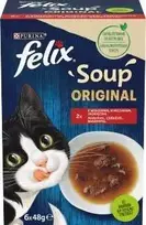 Purina Nestle Felix Original Soup Time Box jautiena, ėriena, chcken – šlapias kačių maistas – 6x48g