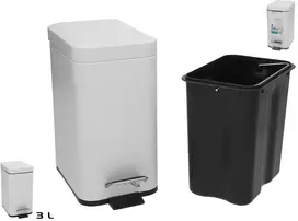 Balta vonios kambario šiukšliadėžė, 3 l, 24.00 x 13.00 x 25.00, BATH&GO