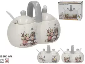 Cukrinė / druskos indelis su šaukšteliu, 250 ml, 2 dizainai, 9.00 x 16.50 x 12.40, KITCHEN&GO