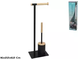 Tualetinio popieriaus laikiklis su šepečiu, juodas, 16.00 x 22.00 x 62.00, BATH&GO
