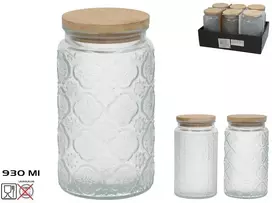Stiklinis indas su bambuko dangteliu, 930 ml, 10.00 x 10.00 x 18.00, KITCHEN&GO