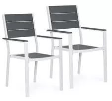 2 sodo kėdžių komplektas terasai balkonui iš HDPE plieno pilkos baltos spalvos MultiGarden