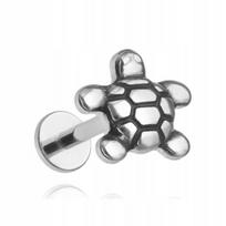 Titano labret auskaras su vėžliuku, sidabrinis 1,2/6 mm