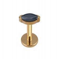 Auksinis titano labret auskaras su juoda ašara 1,2/8 mm