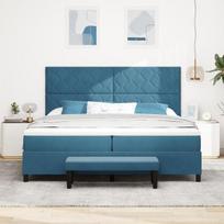 vidaXL Kiemas lova su čiužiniu Tamsi mėlyna 200 x 200 cm Aksomas