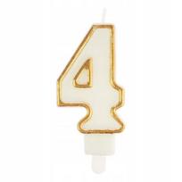 Dekoratyvinė žvakutė "4" su auksiniu akcentu