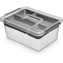 Daiktadėžė su dangčiu, maistui/įrankiams/žaislams, su įdėklu Orplast Antibacterial, 12.5 l, skaidri sp./pilka sp., 39x29x16.5 cm