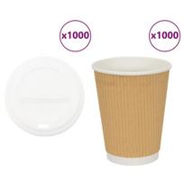 vidaXL popieriniai kavos puodeliai su dangteliais 1000 vnt 12oz 300ml