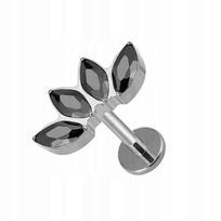 Titano labret auskaras, sidabrinis, juodas, 1.2/8 mm