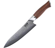 Gudaro - Damasko plieno šefo peilis TAKUMI 8", 67 sluoksnių,ilgis 20 cm,riešutmedis