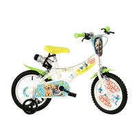 Vaikiškas dviratukas su papildomais ratukais, vaikų Dino Bikes Furry Fun 616-PK, geltona sp./žalia sp., 16"