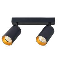 Kryptinis 2xGU10 šviestuvas juoda-aukso spalva