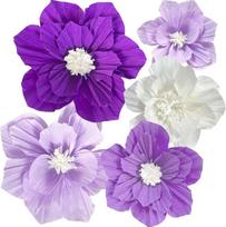 Popierinės dekoratyvinės gėlės sienai, violetinės, 1 rinkinys