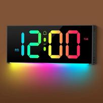 12" didelis skaitmeninis laikrodis, LED, 12 RGB spalvos, nuotolinio valdymo, DST, nakties šviesa