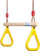 Sūpynės, medinės trapecijos, 120 kg, gimnastikos žiedai