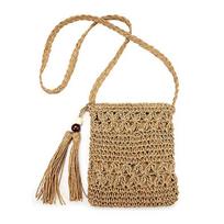 Kuprinė, šiaudinis „Crossbody“ krepšys, ruda