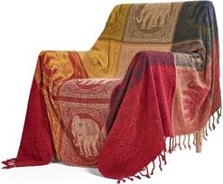 Boho sofos užtiesalas šenilinis su kutais 1 vnt