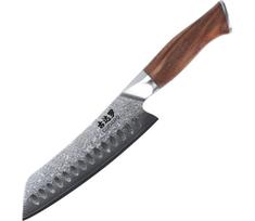 Gudaro - Damasko plieno virtuvinis peilis TAKUMI 7", sudarytas iš 67 plieno sluoksnių, ilgis 17,5 cm, riešutmedžio rankena