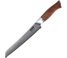 Gudaro - Damasko plieno virtuvinis duonos peilis TAKUMI 8", ilgis 20 cm, riešutmedis