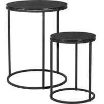LOFT KAVOS STALIUKŲ RINKINYS APVALŪS ŠONINIAI MDF METALAS 30/40CM JUODI 662970