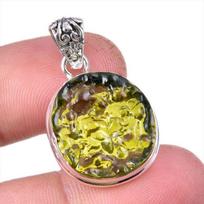Natural Moldavite Gemstone Handmade 925 Solid Sterling Silver Pendant 1.25  l0C91