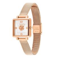 Coach Cass White Dial Rose Gold Mesh Bracelet Watch for Women - 14503698 rožinio aukso spalvos