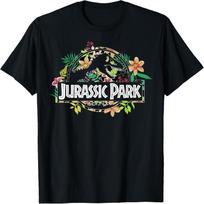 Juros periodo parkas Gėlėtas Tropinis Fosilijų Logotipas Grafinis Marškinėliai Marškinėliai S juoda