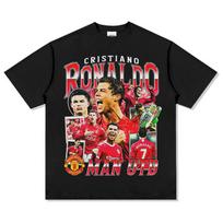 2025 Futbolo žvaigždės Cristiano Ronaldo raštu marginti marškinėliai tendencija Patogūs retro 100% medvilnės apvalaus kaklo trumpomis rankovėmis marškinėliai XXXXL