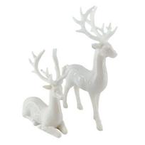 2/4 vnt. Kalėdų elnio statulėlė, stovinti, sėdinti elnio silueto figūrėlė, elnio skulptūra, namų, biuro stalo dekoracija, ornamentas E