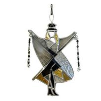 Dancing Lady Spinner Stained Glass Style Suncatcher Colorful Hanging Wind Spinner for Window Garden Porch Balcony Decoration A