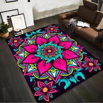 Mandala Floral Carpet with Vibrant Pink and Turquoise Pattern Design Suitable for use as an anti-slip for living room bedroom sofas 40x60cm( 15x23in )