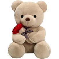 Plush Stuffed Animal Bear with Rose, Cute Stuffed Animal Toys Pillow Teddy Toys Bear Doll Gift for Kids Boys Girls Birthday Christmas Valentines Day G